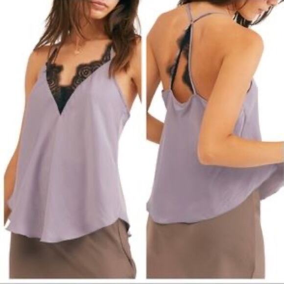 Free People Other - NWT intimately free people Silver mauve v-neck grayish purple Cami black lace